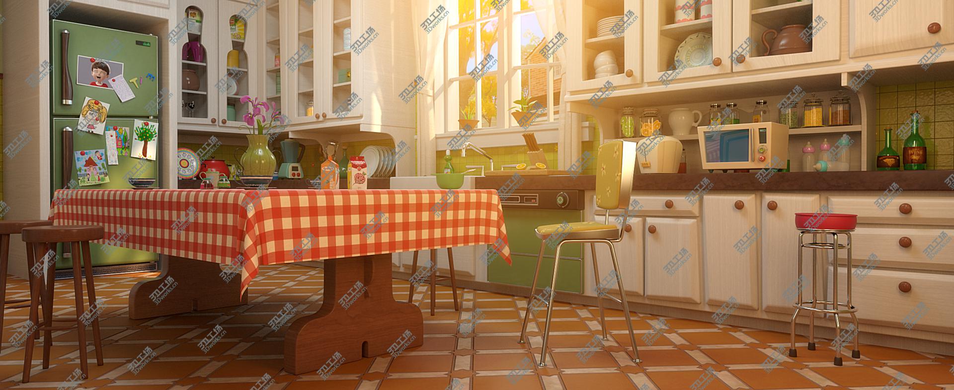 images/goods_img/2021040234/Cartoon Kitchen Dining Room 3D model/2.jpg